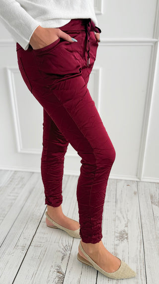 Italian Wish List Jogger - Bordeaux-180 Joggers-CRIS S.R.L.-Coastal Bloom Boutique, find the trendiest versions of the popular styles and looks Located in Indialantic, FL