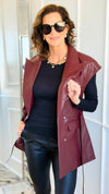 Run the City Vegan Leather Vest - Burgundy-160 Jackets-ROUSSEAU-Coastal Bloom Boutique, find the trendiest versions of the popular styles and looks Located in Indialantic, FL