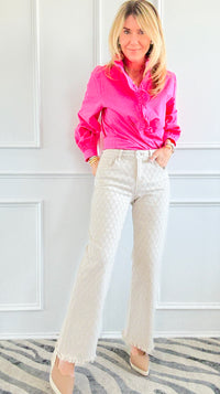 Retro Luxe Fit Textured Jeans - Almond-190 Denim-RISEN JEANS-Coastal Bloom Boutique, find the trendiest versions of the popular styles and looks Located in Indialantic, FL