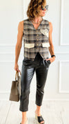 Sparkling Love Plaid Italian Vest-100 Sleeveless Tops-MILAN SLV-Coastal Bloom Boutique, find the trendiest versions of the popular styles and looks Located in Indialantic, FL
