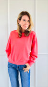 French Terry Sweatshirt - Coral-130 Long Sleeve Tops-HYFVE-Coastal Bloom Boutique, find the trendiest versions of the popular styles and looks Located in Indialantic, FL