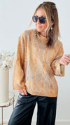 Metallic Cable Knit Relaxed Sweater - Metallic Copper-140 Sweaters-JODIFL-Coastal Bloom Boutique, find the trendiest versions of the popular styles and looks Located in Indialantic, FL