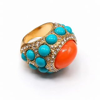 Turquoise Coral Dome Ring