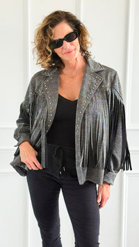 Aurora Luxe Fringe Italian Jacket-160 Jackets-TATTOO Z-Coastal Bloom Boutique, find the trendiest versions of the popular styles and looks Located in Indialantic, FL