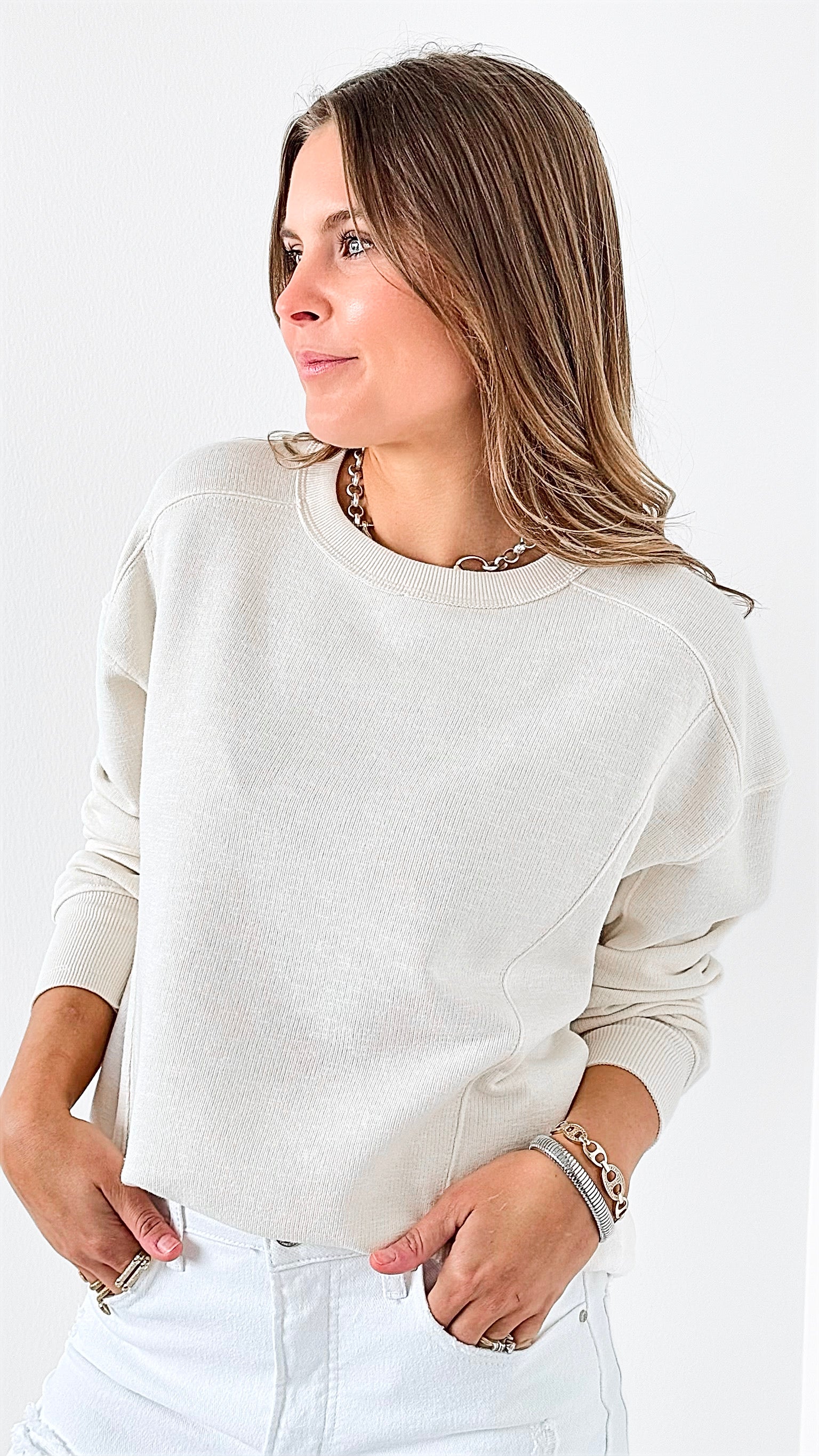 Effortless Relaxed Sweatshirt-130 Long Sleeve Tops-HYFVE-Coastal Bloom Boutique, find the trendiest versions of the popular styles and looks Located in Indialantic, FL