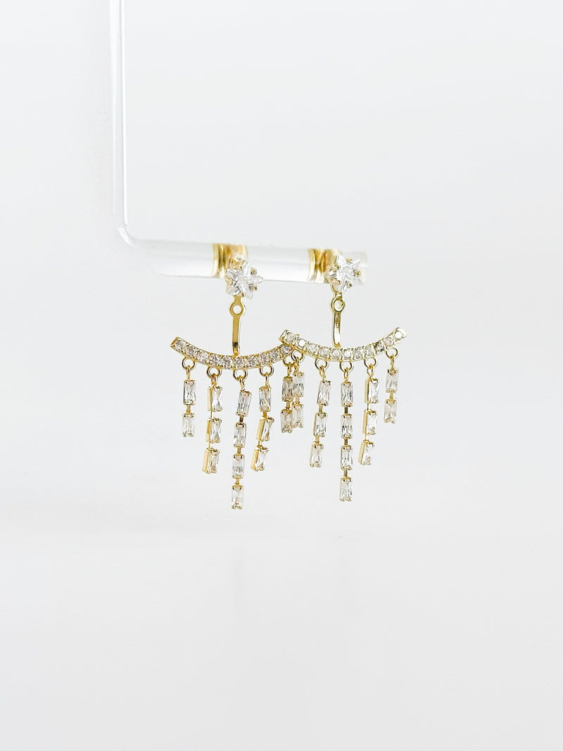 Sterling Silver CZ Baguette Tassel Dangle Earring-230 Jewelry-NYC-Coastal Bloom Boutique, find the trendiest versions of the popular styles and looks Located in Indialantic, FL