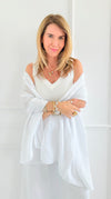 Chic Italian Scarf- White-260 Other Accessories-NSP/PORCIENTO-Coastal Bloom Boutique, find the trendiest versions of the popular styles and looks Located in Indialantic, FL