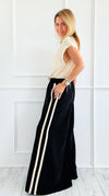 Tracked Threads Italian Palazzo- Black-100 Pants-AZUL MONACO-Coastal Bloom Boutique, find the trendiest versions of the popular styles and looks Located in Indialantic, FL