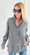 Checked-In Italian Woven Top-110 Long Sleeve Tops-TATTOO Z-Coastal Bloom Boutique, find the trendiest versions of the popular styles and looks Located in Indialantic, FL