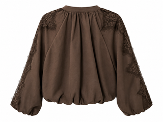 Grace in Lace Italian Zip Jacket- Brown