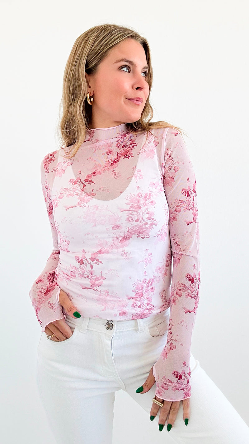 Bloom Whisper Mesh Top-110 Long Sleeve Tops-Sweet Lemon-Coastal Bloom Boutique, find the trendiest versions of the popular styles and looks Located in Indialantic, FL