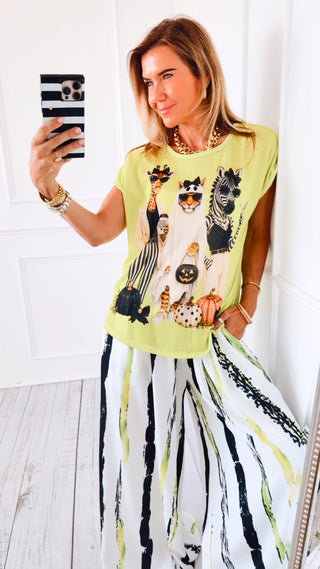 The Best Dressed Italian Graphic Aria Top- Green