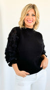 Midnight Petals Knit Sweater-140 Sweaters-VOY-Coastal Bloom Boutique, find the trendiest versions of the popular styles and looks Located in Indialantic, FL