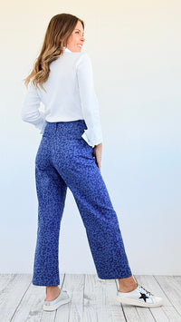 Bold Move Cropped Leopard Pants- Royal Blue-170 Bottoms-Gigio-Coastal Bloom Boutique, find the trendiest versions of the popular styles and looks Located in Indialantic, FL