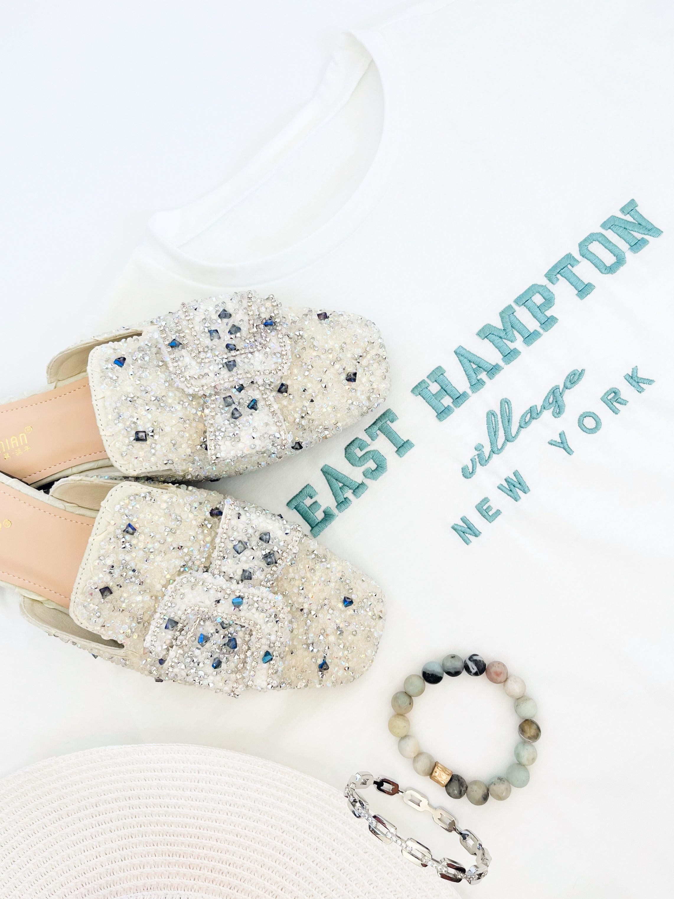 White/Silver Buckle Mules-250 Shoes-Helen's Heart-Coastal Bloom Boutique, find the trendiest versions of the popular styles and looks Located in Indialantic, FL