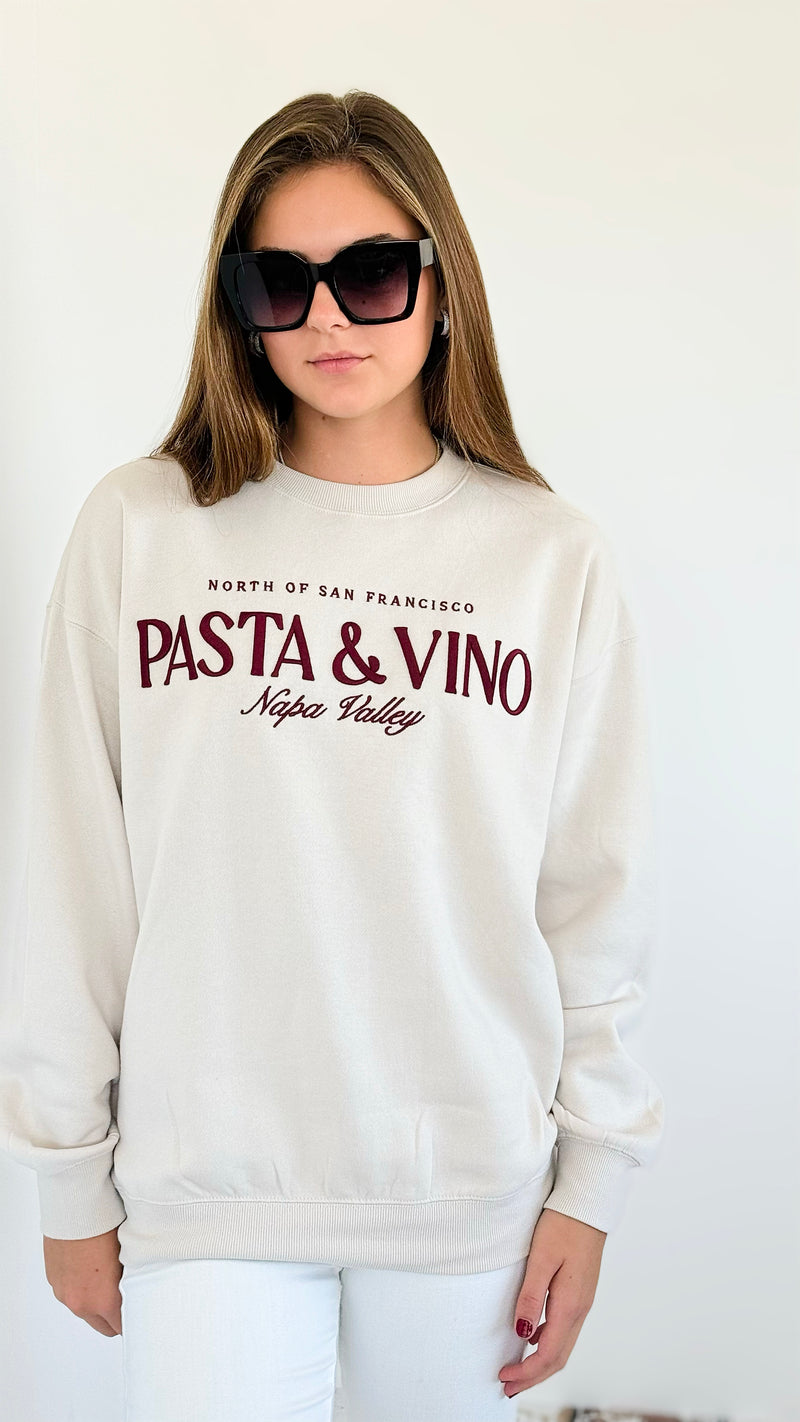 Pasta & Vino Napa Sweatshirt-140 Sweaters-reflex-Coastal Bloom Boutique, find the trendiest versions of the popular styles and looks Located in Indialantic, FL