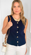 Midnight Sonata Button Vest-150 Cardigans/Layers-Thinkable-Coastal Bloom Boutique, find the trendiest versions of the popular styles and looks Located in Indialantic, FL