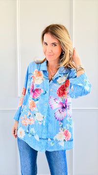 Garden Whimsy Italian Button Up Top