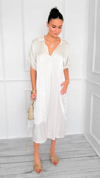 Satin Luxe Italian Long Dress- Oyster-200 Dresses/Jumpsuits/Rompers-Italianissimo-Coastal Bloom Boutique, find the trendiest versions of the popular styles and looks Located in Indialantic, FL