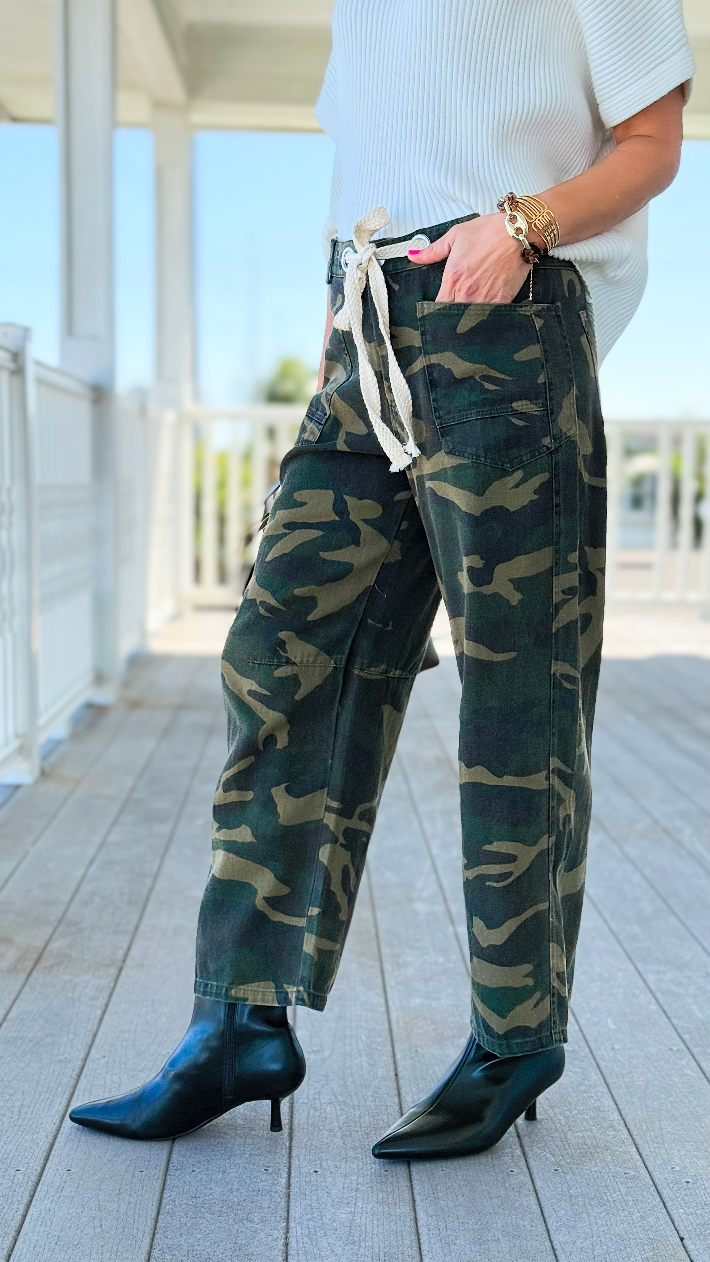 Playful Dot Explorer Wide Leg Pants - Camo