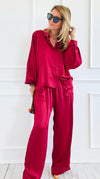 Slow Mornings Set - Burgundy-210 Loungewear/Sets-Jodifl-Coastal Bloom Boutique, find the trendiest versions of the popular styles and looks Located in Indialantic, FL