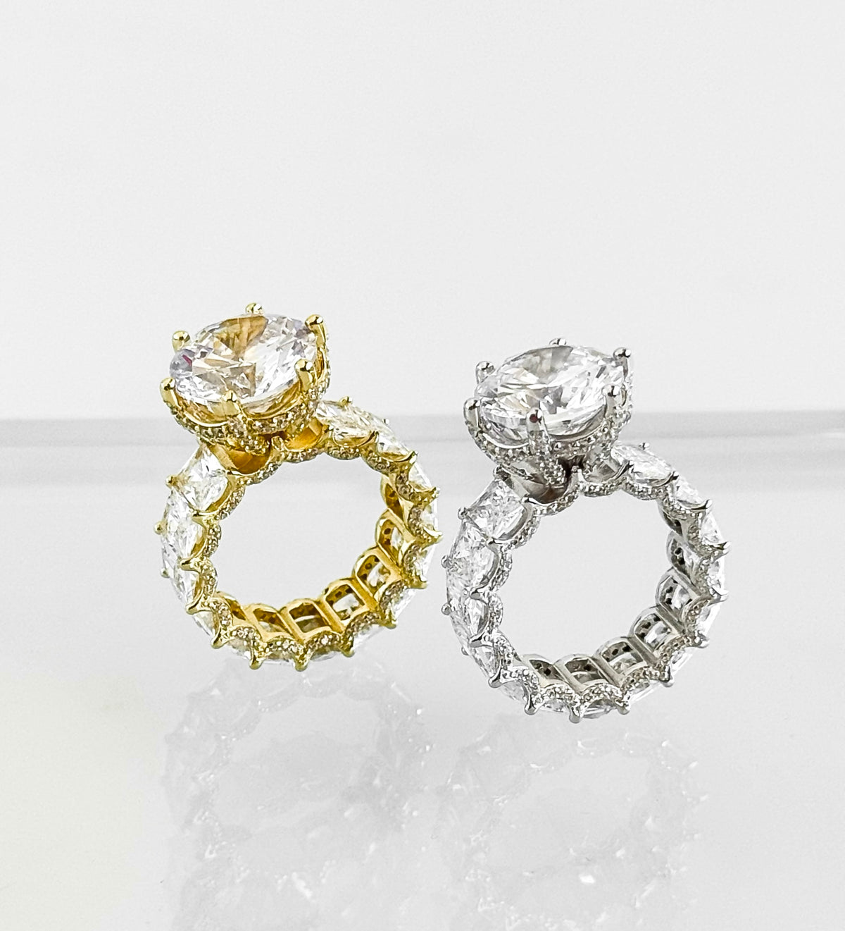 Sterling Silver Mega Clear Round Baguette Band Ring-230 Jewelry-NYC-Coastal Bloom Boutique, find the trendiest versions of the popular styles and looks Located in Indialantic, FL