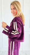 Tracked Threads Cropped Italian Jacket- Plum