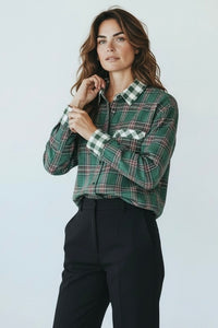 Winter Tales Button Down Top - Hunter Green-130 Long Sleeve Tops-JODIFL-Coastal Bloom Boutique, find the trendiest versions of the popular styles and looks Located in Indialantic, FL
