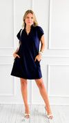 Lounge & Wander Polo Dress - Navy-200 Dresses/Jumpsuits/Rompers-JODIFL-Coastal Bloom Boutique, find the trendiest versions of the popular styles and looks Located in Indialantic, FL