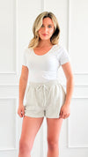 Weekend Ease Drawstring Shorts - Ash Grey-170 Bottoms/Shorts-Charlotte Avery-Coastal Bloom Boutique, find the trendiest versions of the popular styles and looks Located in Indialantic, FL