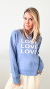 Love Love Sweater Top - Blue-140 Sweaters-Miracle-Coastal Bloom Boutique, find the trendiest versions of the popular styles and looks Located in Indialantic, FL