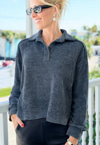 Wander Ease Textured Collar Top