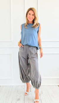 Cancel Plans Cuffed Pants- Cement-170 Bottoms-ODDI-Coastal Bloom Boutique, find the trendiest versions of the popular styles and looks Located in Indialantic, FL