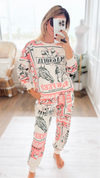 Pink Horse-Block Print Sweatshirt-110 Long Sleeve Tops-L.A SOUL-Coastal Bloom Boutique, find the trendiest versions of the popular styles and looks Located in Indialantic, FL