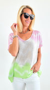 Pastel Horizon V-Neck Top-110 Short Sleeve Tops-V6-Coastal Bloom Boutique, find the trendiest versions of the popular styles and looks Located in Indialantic, FL