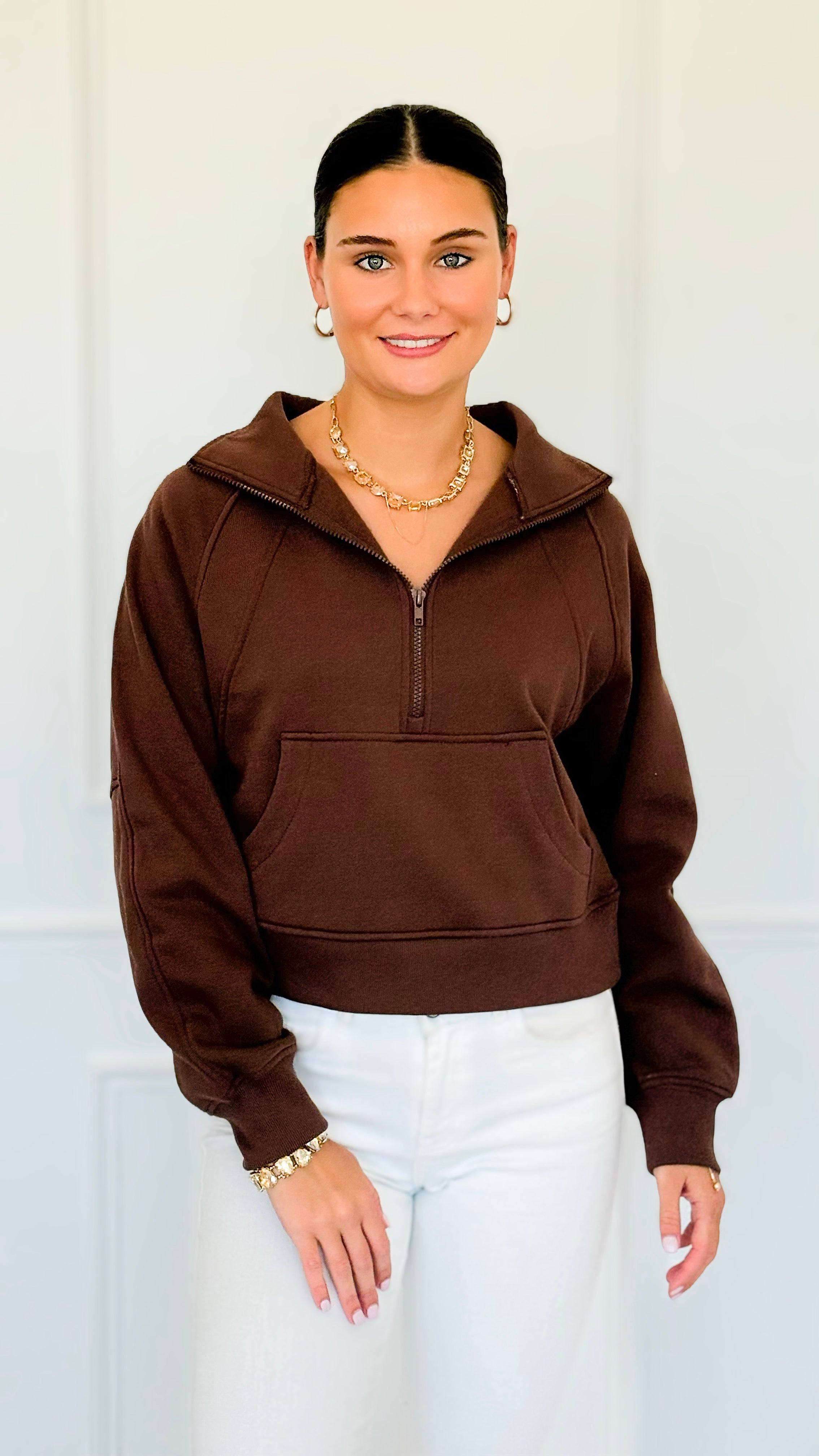 Mist Over Capri Sweatshirt - Brown-130 Long Sleeve Tops-Zenana-Coastal Bloom Boutique, find the trendiest versions of the popular styles and looks Located in Indialantic, FL