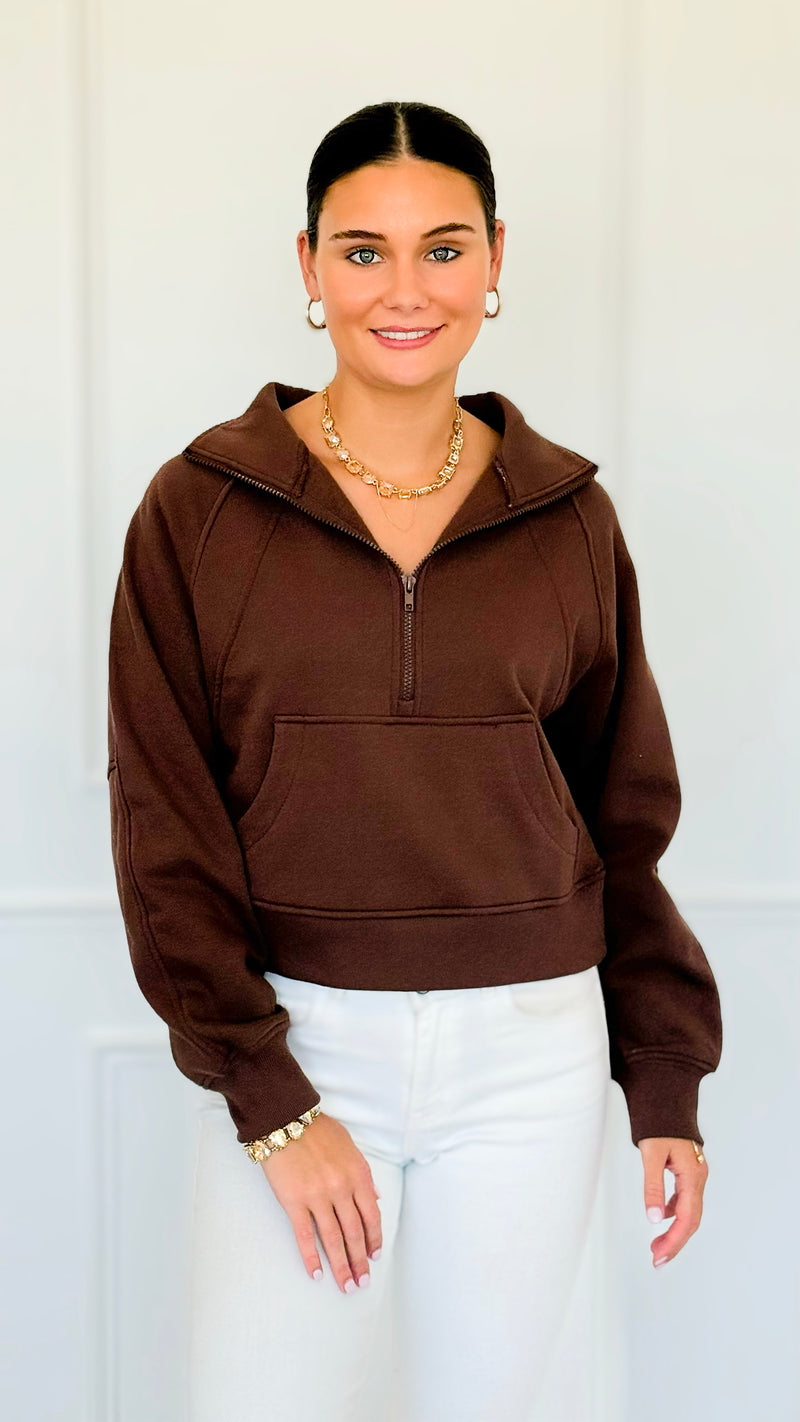 Mist Over Capri Sweatshirt - Brown-130 Long Sleeve Tops-Zenana-Coastal Bloom Boutique, find the trendiest versions of the popular styles and looks Located in Indialantic, FL