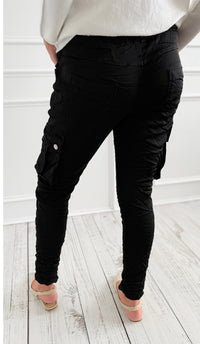 Cargo Wish List Italian Joggers- Black-180 Joggers-CRIS S.R.L.-Coastal Bloom Boutique, find the trendiest versions of the popular styles and looks Located in Indialantic, FL