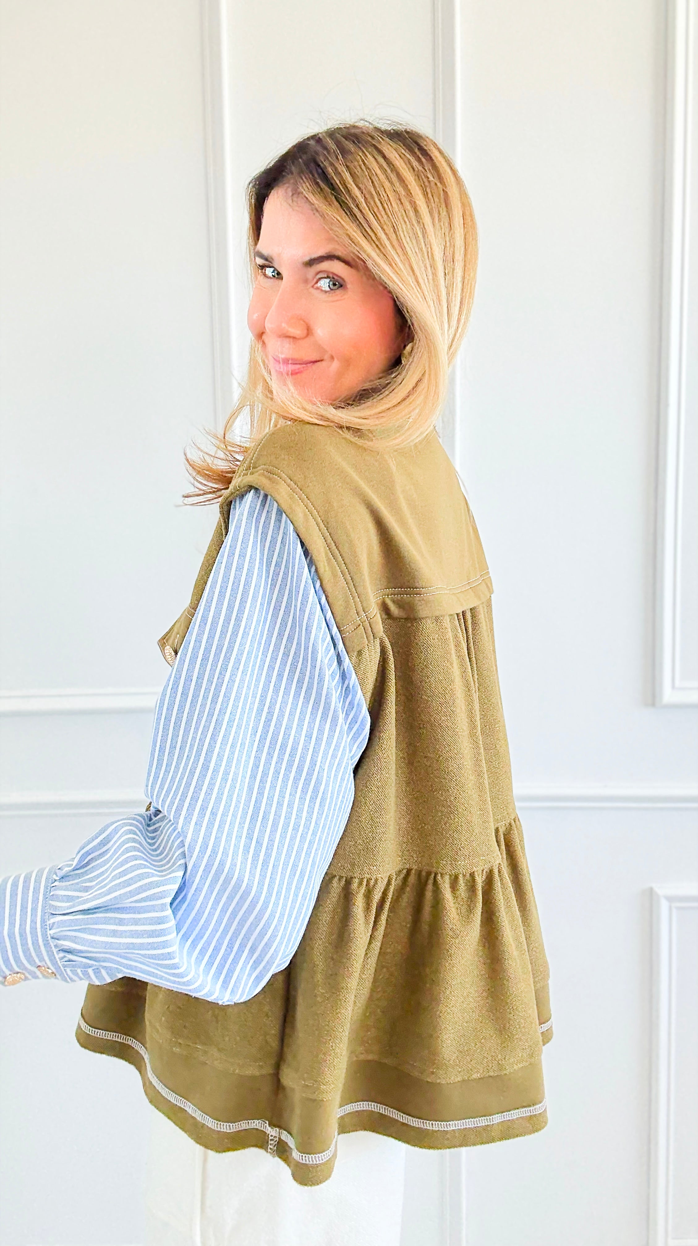 Stripe Contrast Top-130 Long Sleeve Set-sew in love-Coastal Bloom Boutique, find the trendiest versions of the popular styles and looks Located in Indialantic, FL