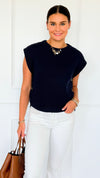 Signature Side Button Knit Vest - Midnight Navy-150 Cardigans/Layers-idem ditto-Coastal Bloom Boutique, find the trendiest versions of the popular styles and looks Located in Indialantic, FL
