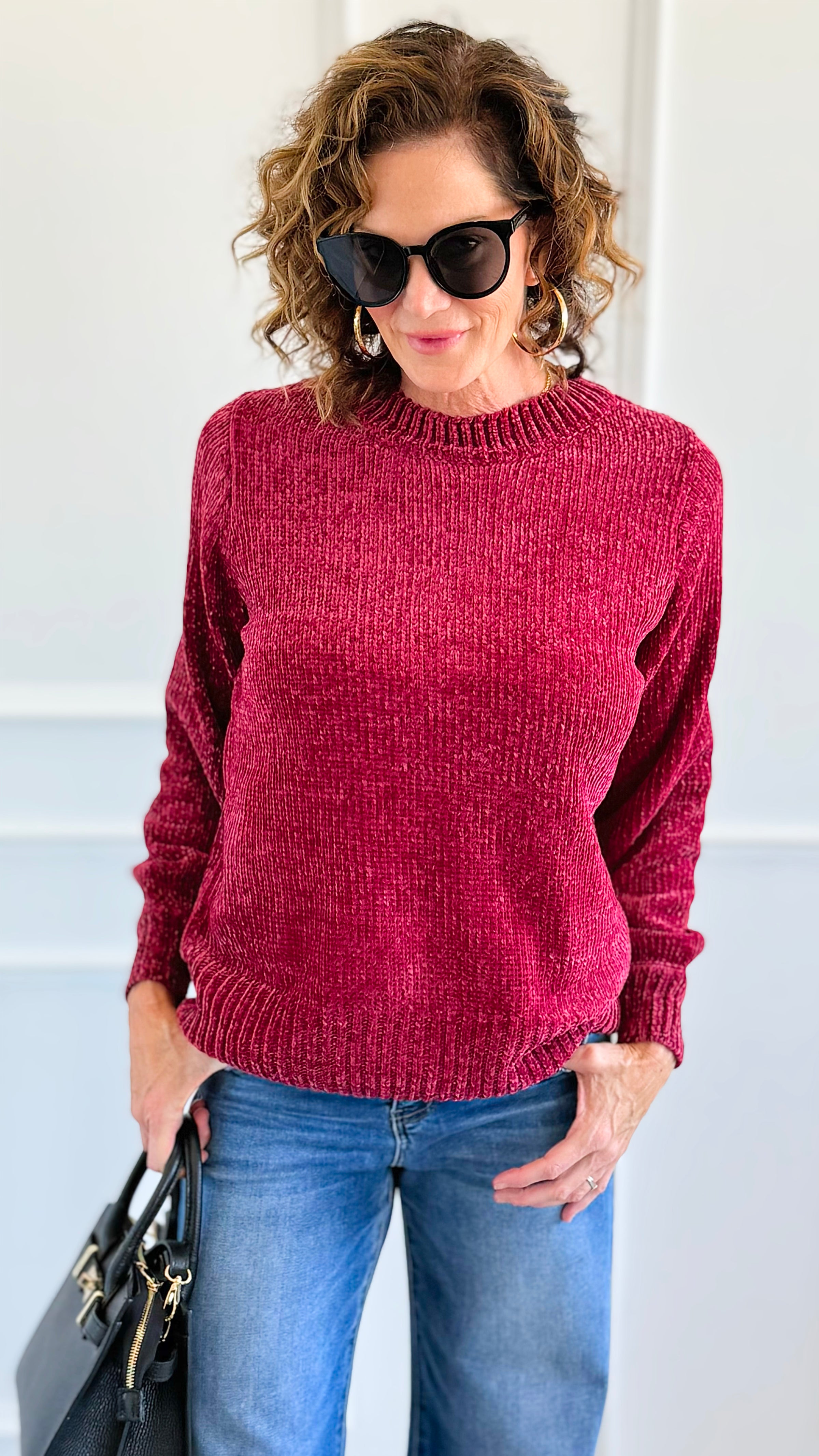 Cuddle Cloud Chenille Sweater-Cabernet-140 Sweaters-Zenana-Coastal Bloom Boutique, find the trendiest versions of the popular styles and looks Located in Indialantic, FL