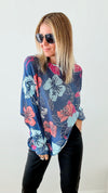 Italian St Tropez Hibiscus Sweater-140 Sweaters-Germany-Coastal Bloom Boutique, find the trendiest versions of the popular styles and looks Located in Indialantic, FL