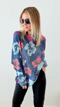Italian St Tropez Hibiscus Sweater-140 Sweaters-Germany-Coastal Bloom Boutique, find the trendiest versions of the popular styles and looks Located in Indialantic, FL