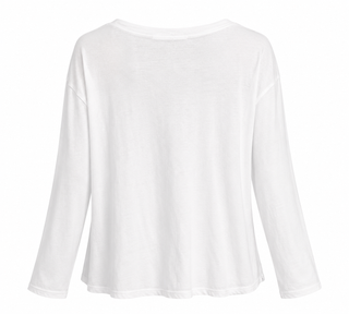 Saddle Charm V- Neck Italian Top- White