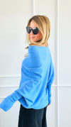 Asymmetrical Cowl Neck Italian Sweater-Periwinkle-140 Sweaters-J.D. PRONTO MODA-Coastal Bloom Boutique, find the trendiest versions of the popular styles and looks Located in Indialantic, FL