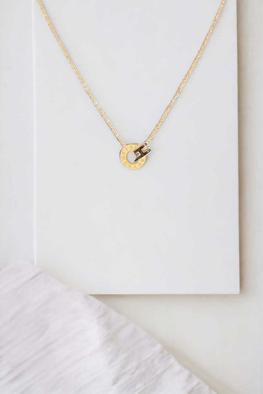 Circle & Initial interlocking Necklace-230 Jewelry-Golden Stella-Coastal Bloom Boutique, find the trendiest versions of the popular styles and looks Located in Indialantic, FL