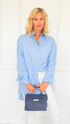 Line Up Relaxed Italian Tunic- Sky Blue-110 Long Sleeve Tops-SEE YOU IN ROME-Coastal Bloom Boutique, find the trendiest versions of the popular styles and looks Located in Indialantic, FL
