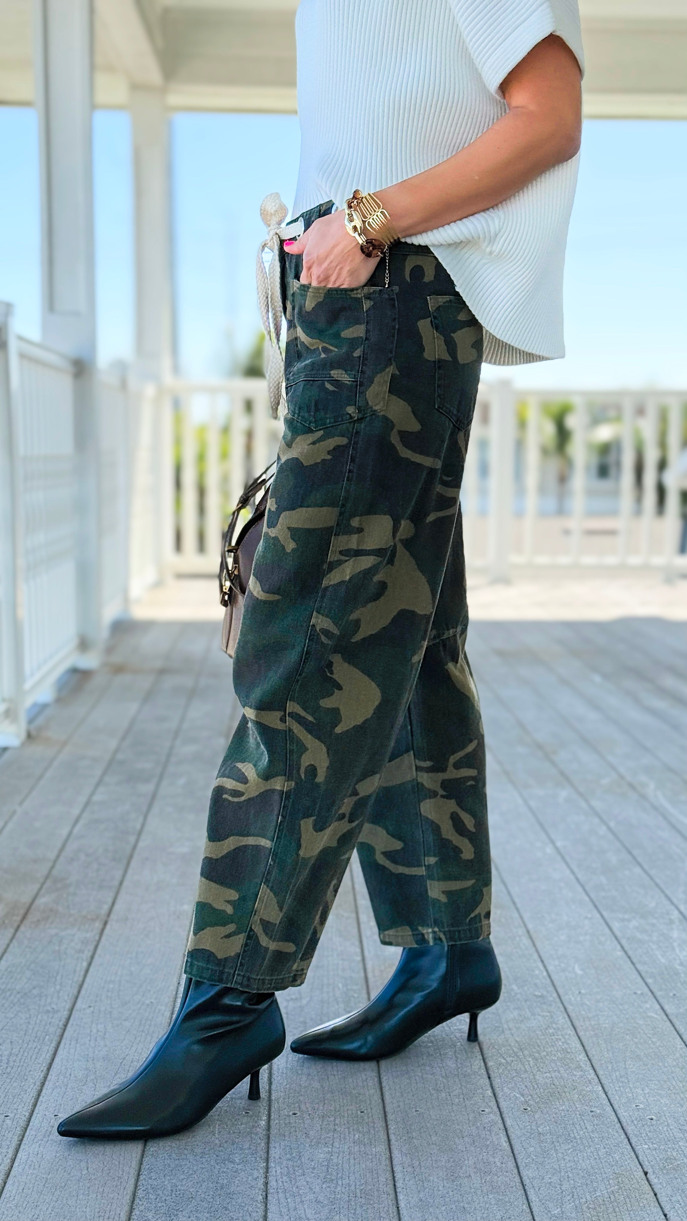 Playful Dot Explorer Wide Leg Pants - Camo