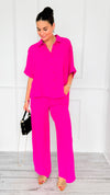 Desert Sunset Draped Set - Hot Pink-210 Loungewear/Sets-ODDI-Coastal Bloom Boutique, find the trendiest versions of the popular styles and looks Located in Indialantic, FL