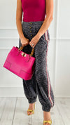 Run Wild Stripe Detail Pants - Black Leopard-170 Bottoms-POL-Coastal Bloom Boutique, find the trendiest versions of the popular styles and looks Located in Indialantic, FL